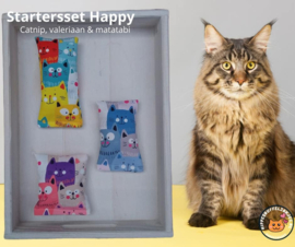 3delige startersset snuffelzakjes set Happy (gevuld met catnip, valeriaan en matatabi)