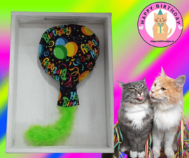 Snuffelballon Happy Birthday met groene staart, belletjes knisper (geur naar wens) 2 op voorraad