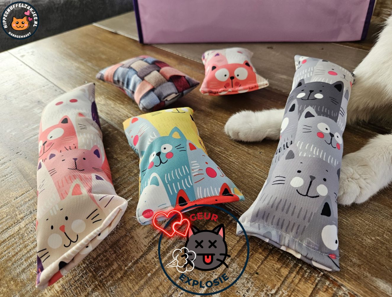 5delige set Snuffelzakjes Sterke Kat (gevuld met geurexplosie)