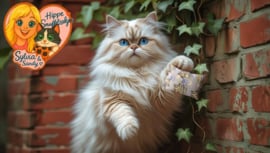 Snuffelzakje Kat – Blauwe Kattenprint (Handgemaakt met Matatabi)