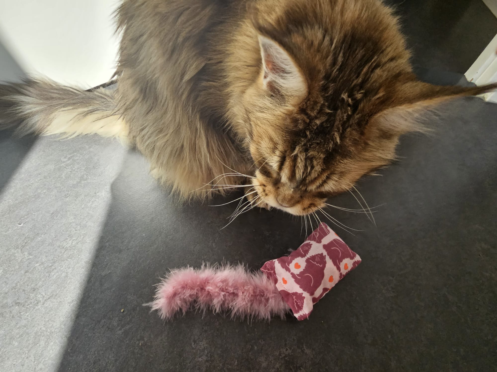 NIEUW/ Snuffelzakje  Verliefde katten met staart (gevuld met geurexplosie)