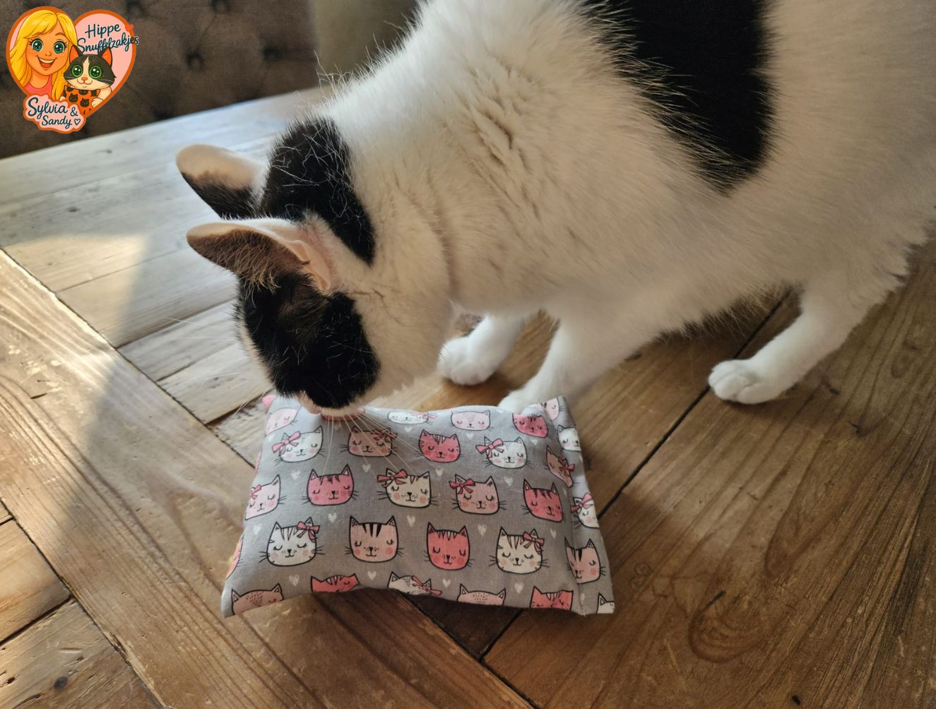 Slaap/speelkussen Lief roze poesje (gevuld met geurexplosie)