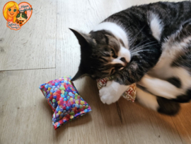 RUSTGEVEND / 2 Snuffelzakjes Verjaardag kat (gevuld met valeriaan)