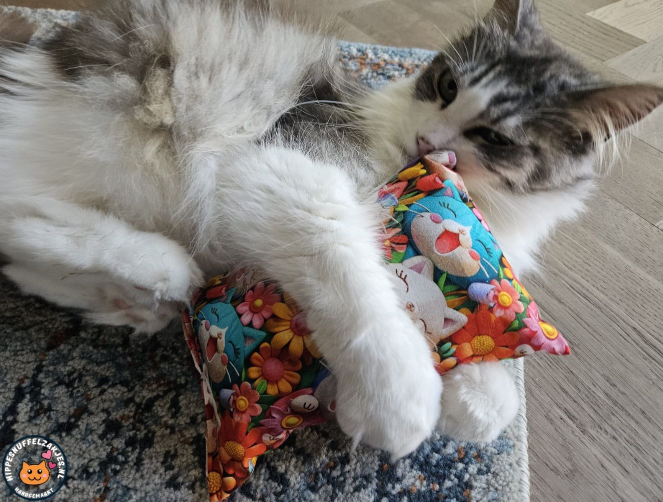 GROOT KATTENSPEELGOED-Slaap/speelkussen Happycats (gevuld met geurexplosie)