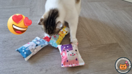 3delige snuffelzakjes set Happy (gevuld met catnip én valeriaan)