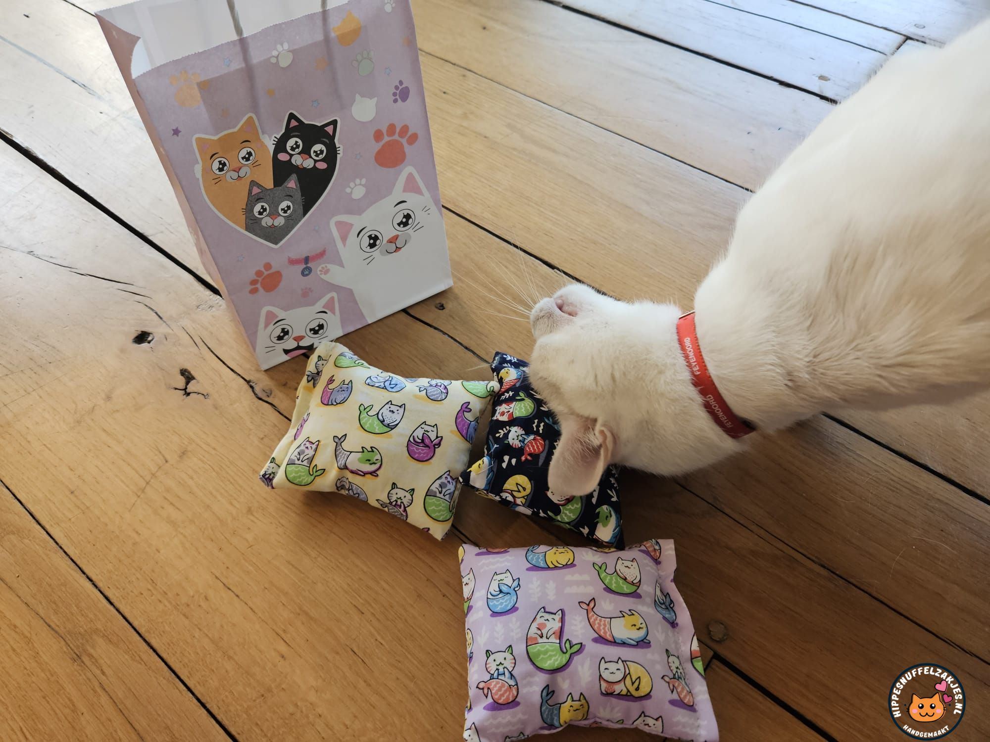 3delige cadeauset Snuffelzakjes Starterspakket  Poesemerminnen (gevuld met catnip, valeriaan en matatabi)