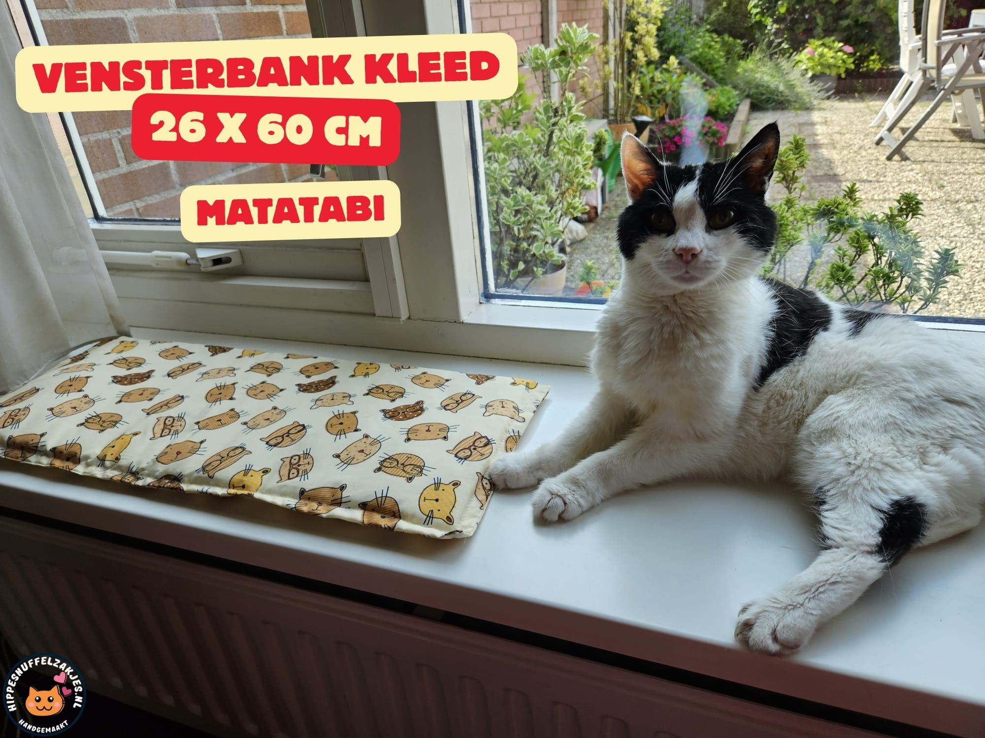 Vensterbankkussen Kat 26x60 (gevuld met matatabi)