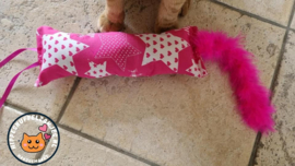 2 delige set Snuffelzak Gym XXL Pink and Blue party met staart  en lintjes (gevuld met mix van catnip én valeriaan)