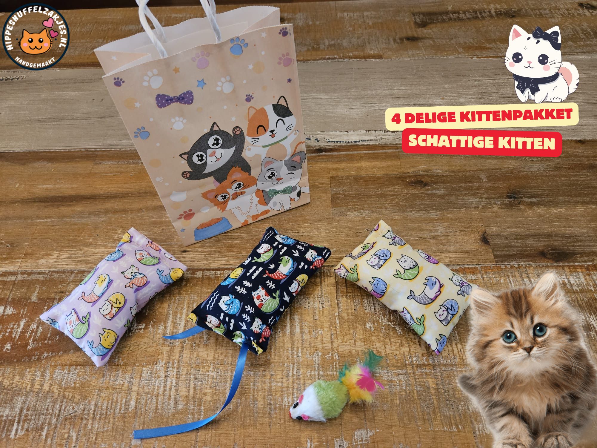 💛4delige Kittenpakket ‘Snuffel & Spel’ – Speciaal samengesteld door Catlady Sylvia 💛