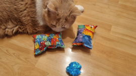 DAGACTIE 2 delige set snuffelzakjes verrassing ( gevuld met catnip) + 2 cadeautjes