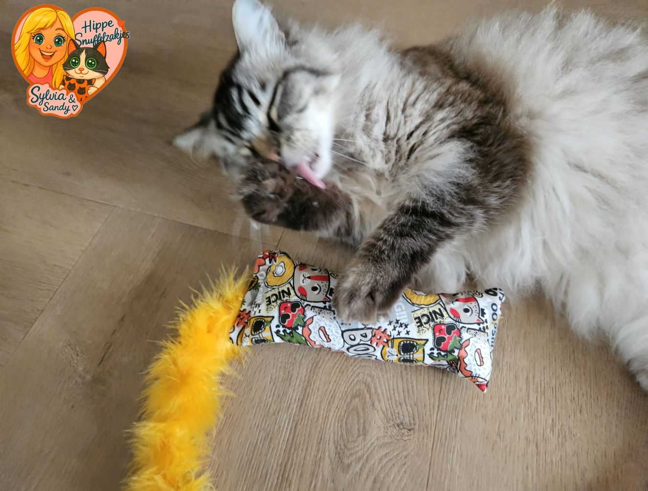 Snuffelzakje gym stoere kat met staart (gevuld matatabi)