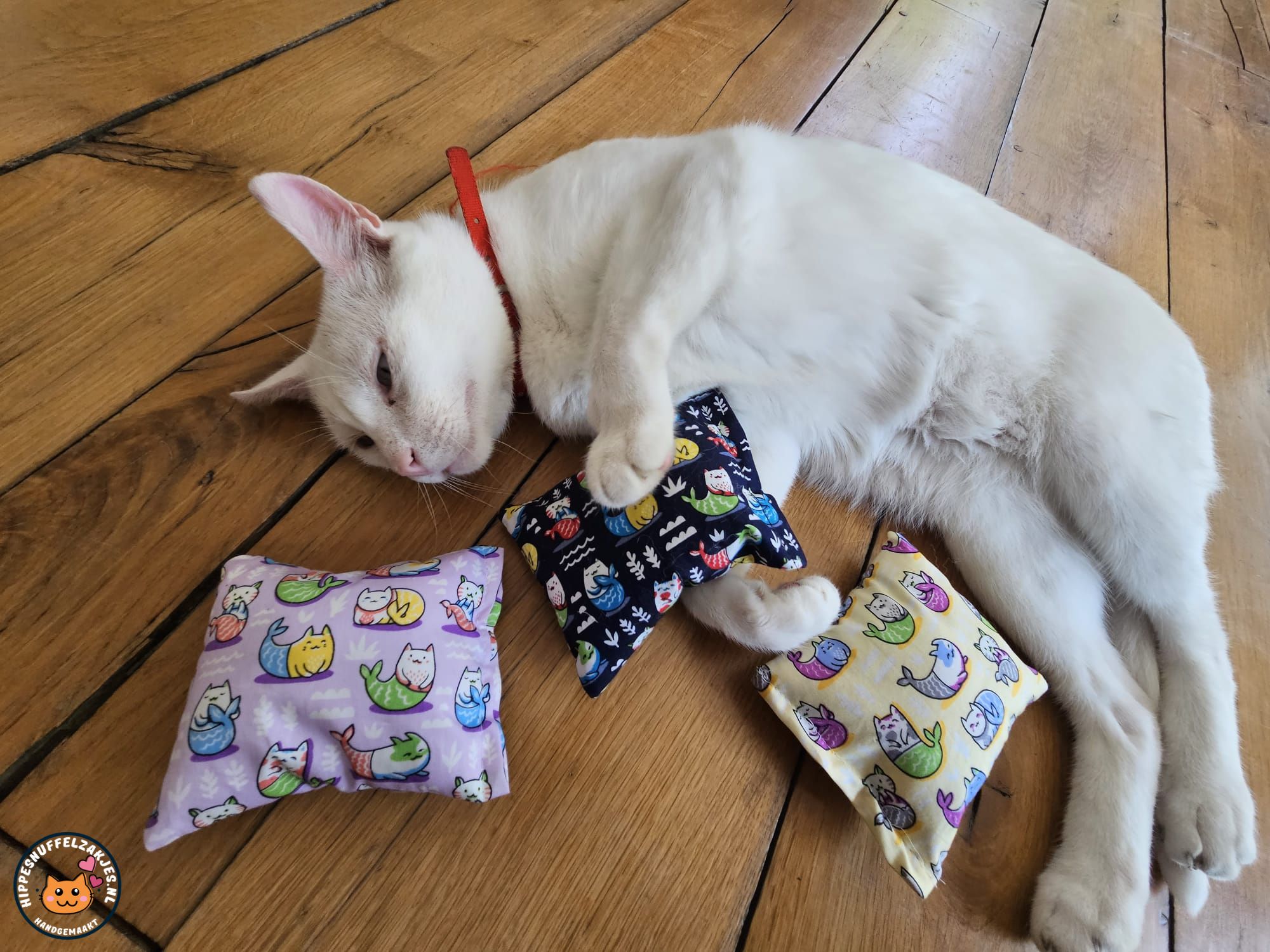 NIEUW/ 3delige Starterspakket snuffelzakjes  Poesemerminnen (gevuld met catnip, valeriaan en matatabi)