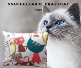 Snuffelzakje Crazy Cat  roze( gevuld met catnip)