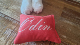 Rood Snuffelzakje met de Naam Odin erop 😻