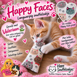 HAPPY FACES🐱 Langwerpig Snuffelzakje gevuld met Valeriaan