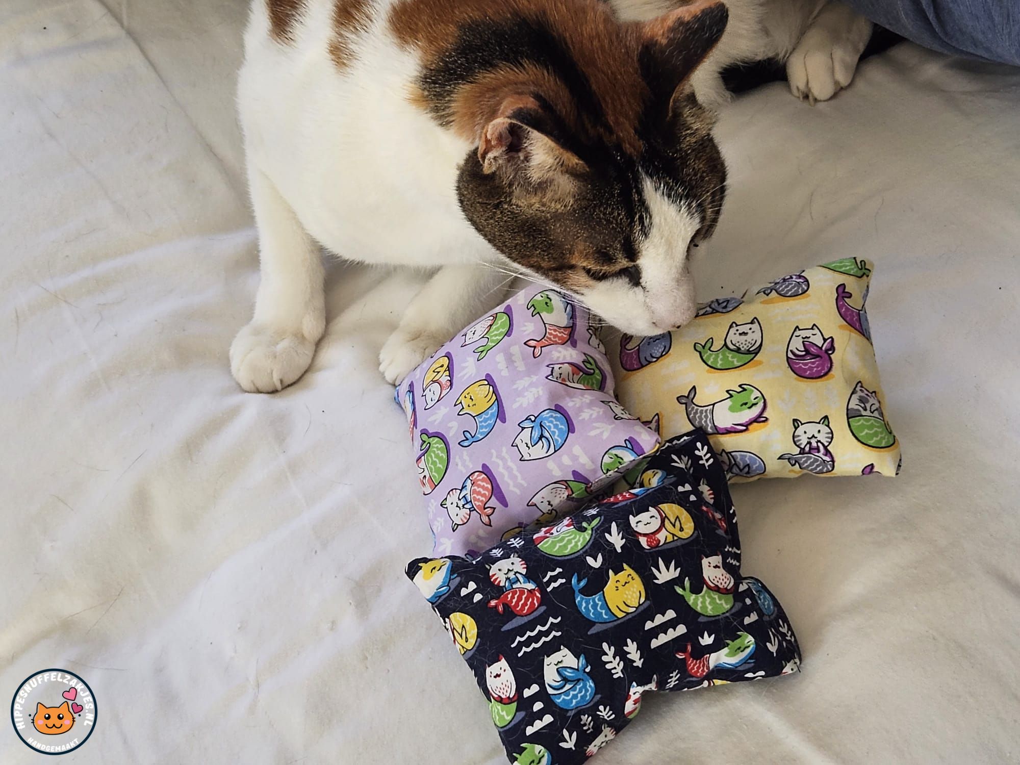 NIEUW/ 3delige Starterspakket snuffelzakjes  Poesemerminnen (gevuld met catnip, valeriaan en matatabi)