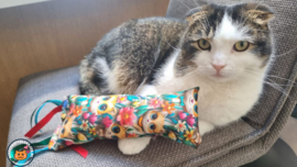 NIEUW/ Snuffelzakje gym Happy cats met lintjes (gevuld met matatabi)