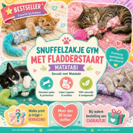 BEKEND VAN ONZE POPULAIRE ADVERTENTIE/ Snuffelzakje gym fladderstaart Matatabi + 1 cadeautje