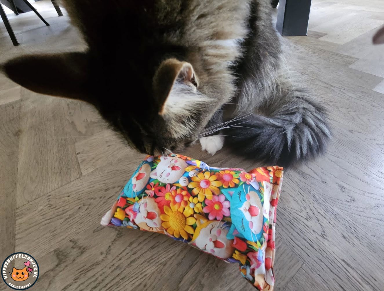 GROOT KATTENSPEELGOED-Slaap/speelkussen Happycats (gevuld met geurexplosie)