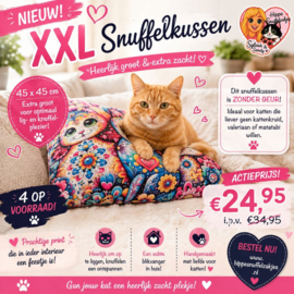 XXL Snuffelkussen  – Kleurrijke Katten | ZONDER GEUR
