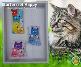 3delige startersset snuffelzakjes set Happy (gevuld met catnip, valeriaan en matatabi)