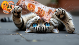 Snuffelzakje gym Kat – Rode kattenprint (Handgemaakt met Matatabi)