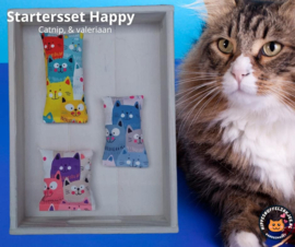 3delige snuffelzakjes set Happy (gevuld met catnip én valeriaan)