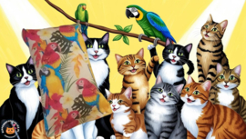 NIEUW/ Snuffelzakje Vrolijke Papagaai (gevuld met catnip én valeriaan)