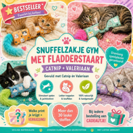 BEKEND VAN ONZE POPULAIRE ADVERTENTIE/ Snuffelzakje gym fladderstaart Catnip én Valeriaan+ 1 cadeautje