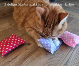 3 delige Starterspakket snuffelzakjes Hartjes (gevuld met catnip én valeriaan) 10 OP VOORRAAD