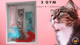 3delige Startersset snuffelzakje gym staart Verrassing + 1 cadeautje (catnip, valeriaan en matatabi)