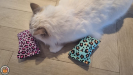 NIEUW/ 2 Snuffelzakjes Vrolijke Panter (gevuld met catnip én valeriaan)