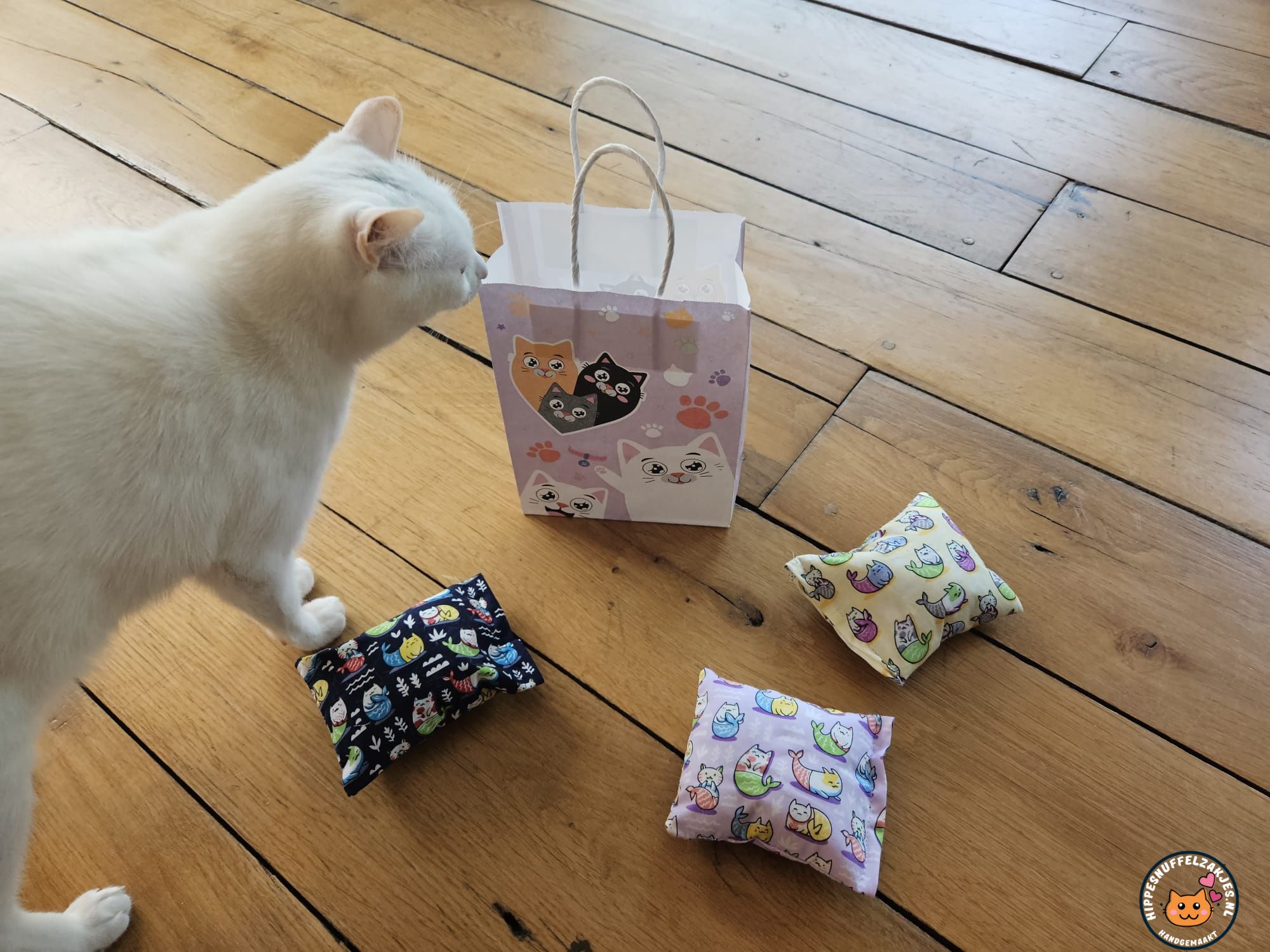 3delige cadeauset Snuffelzakjes Starterspakket  Poesemerminnen (gevuld met catnip, valeriaan en matatabi)