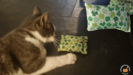 NIEUW/ Snuffelzakje Klavertje 4  (gevuld catnip)