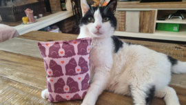 NIEUW/ Slaap/speelkussen Verliefde katten (gevuld met matatabi)