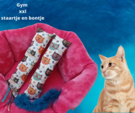 2 delige set Snuffelzak Vrolijke kat XXL Smart cat met staart en lintjes (gevuld  met mix catnip én valeriaan)