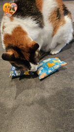 BEKEND VAN TIKTOK / Friemel– 2-delige snuffelzakjes set met catnip, valeriaan & matatabi (licht- en donkerblauw)