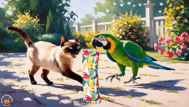 Snuffelzakje Gym Vrolijke Papagaai (gevuld met catnip én valeriaan )