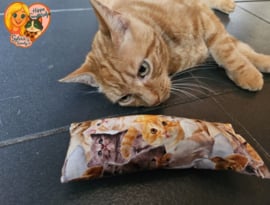 Snuffelzakje gym Kat – Rode kattenprint (Handgemaakt met Matatabi)