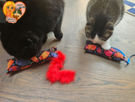 NIEUW/ Snuffelzakjeset Katten met staart en lintjes (gevuld met geurexplosie)