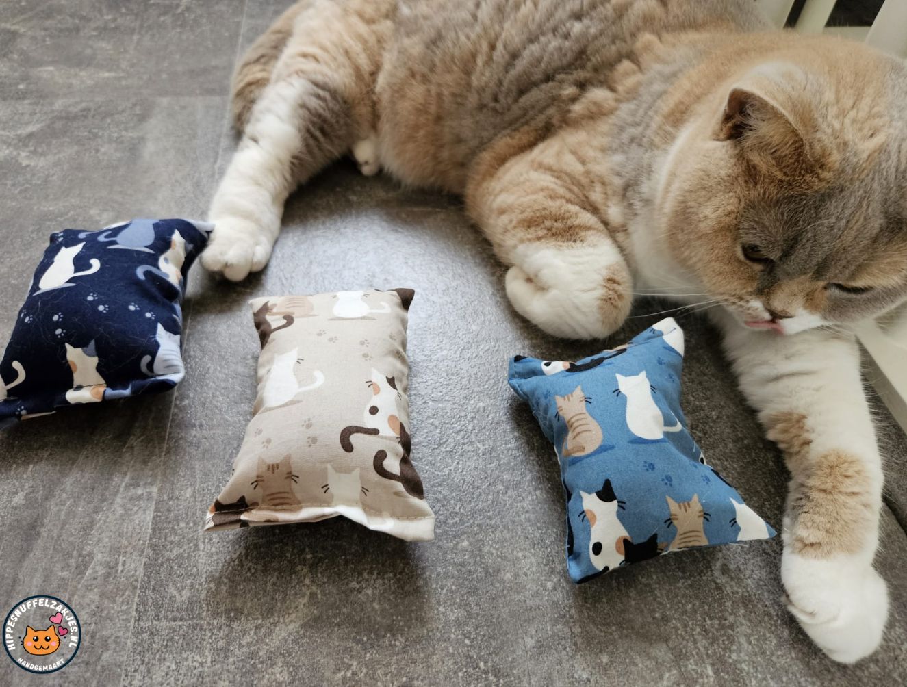 NIEUW/ 3delige Starterspakket snuffelzakjes Prachtige kat (gevuld met catnip, valeriaan en matatabi)