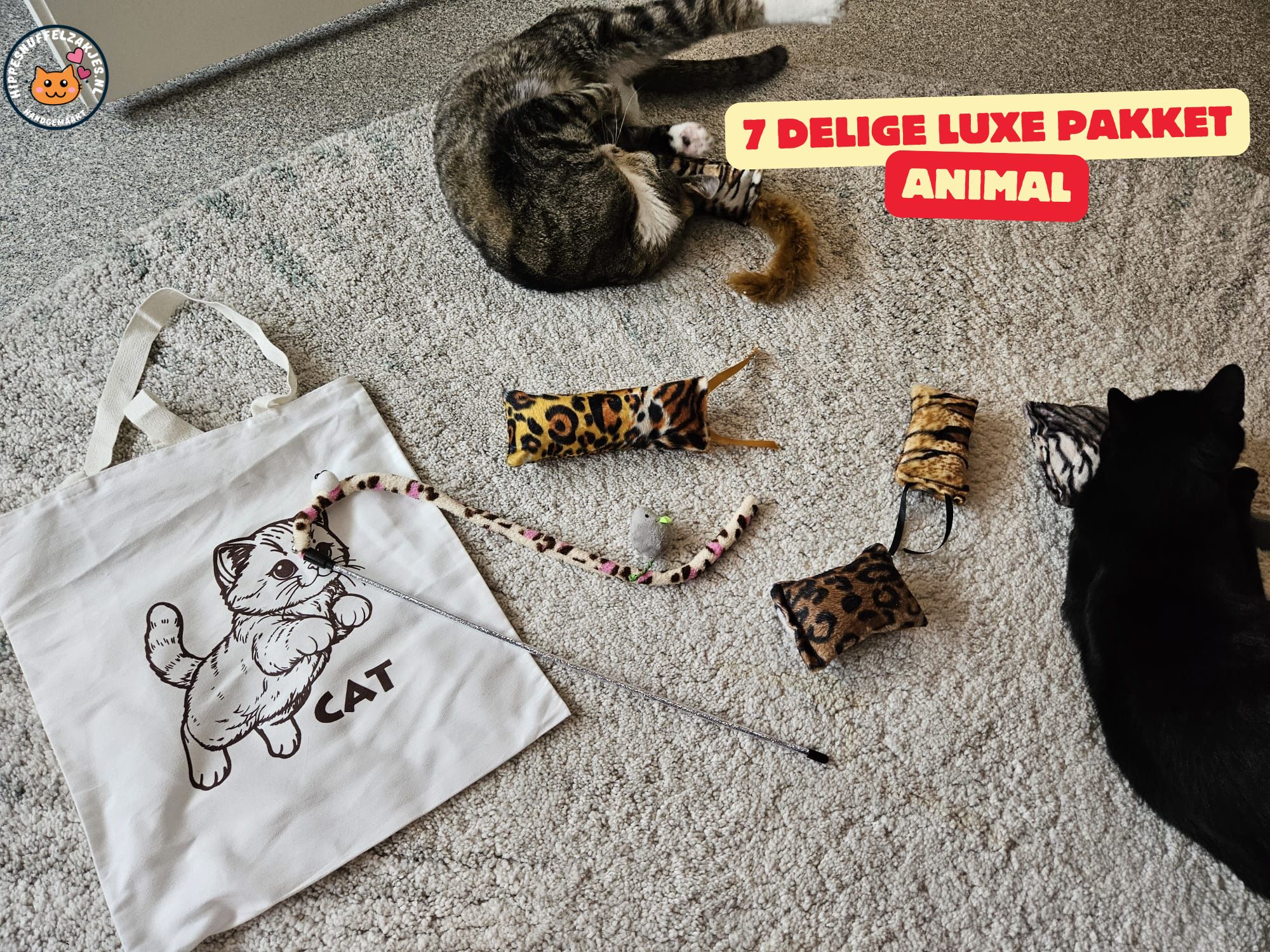7 delige Cadeautas Wild Animals (vijf verschillende geuren, knisper, belletje, staart en lintjes)