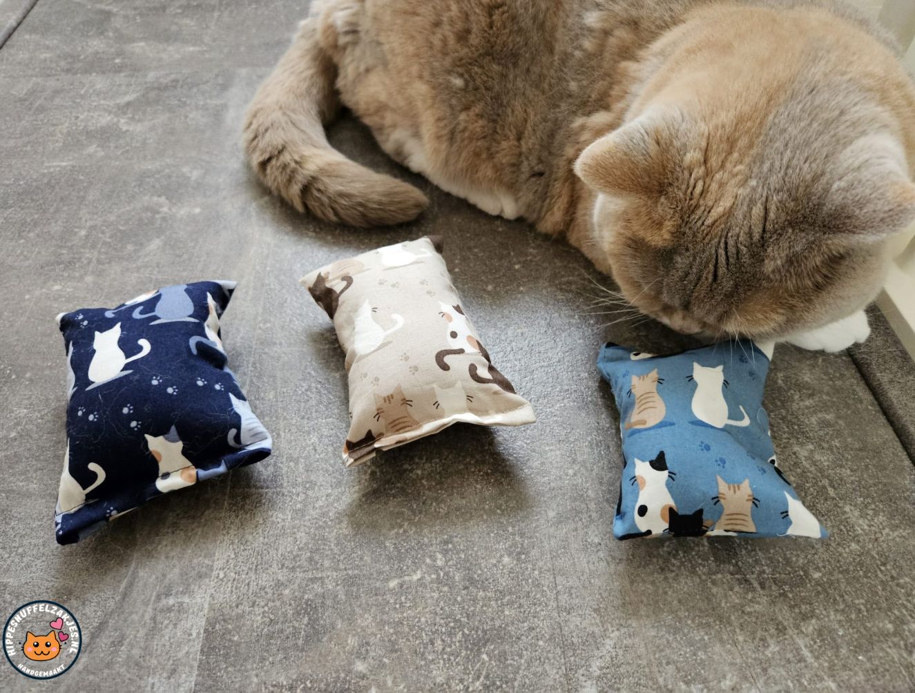 NIEUW/ 3delige Starterspakket snuffelzakjes Prachtige kat (gevuld met catnip, valeriaan en matatabi)