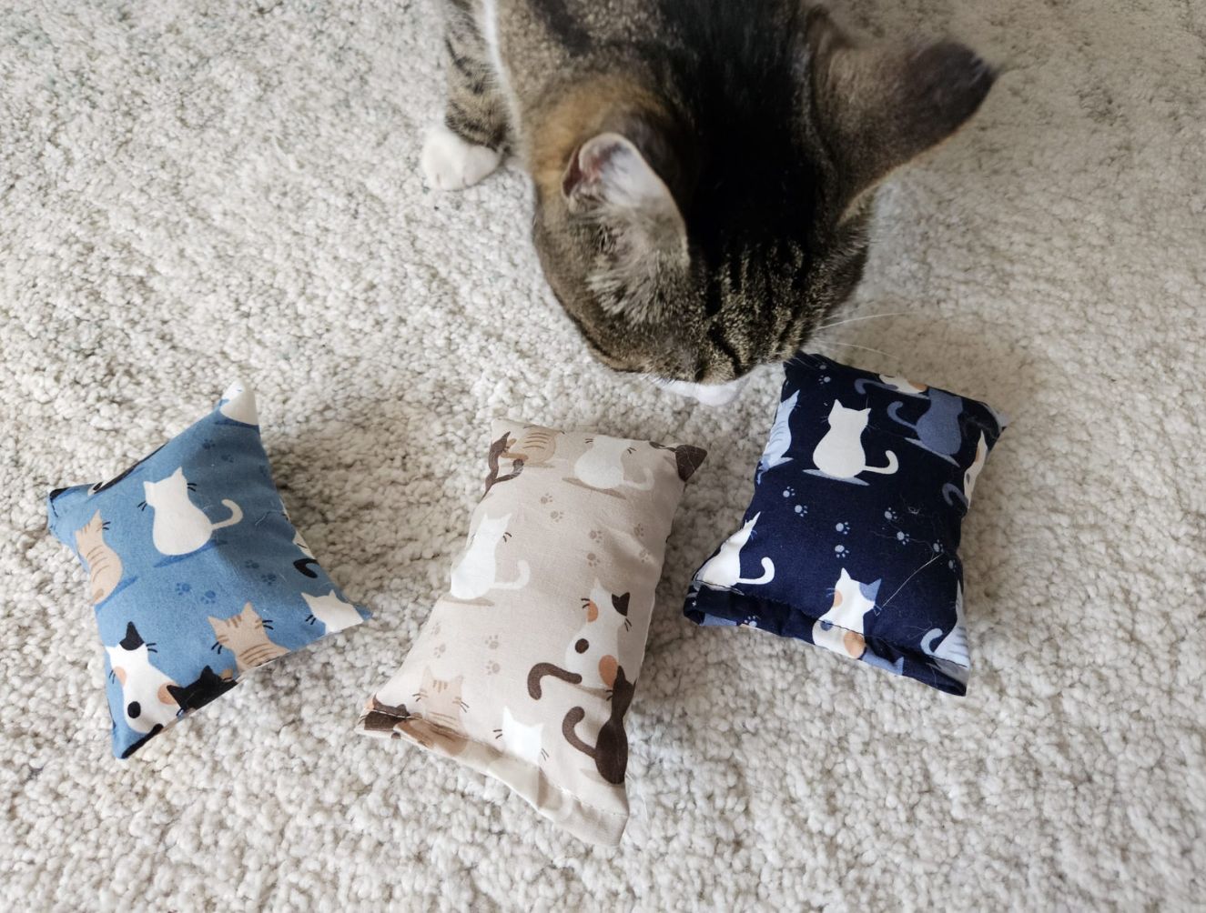 NIEUW/ 3delige Starterspakket snuffelzakjes Prachtige kat (gevuld met catnip, valeriaan en matatabi)