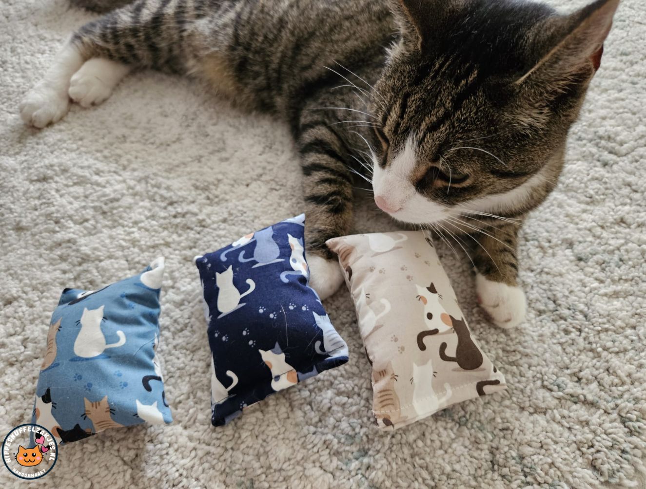 NIEUW/ 3delige Starterspakket snuffelzakjes Prachtige kat (gevuld met catnip, valeriaan en matatabi)