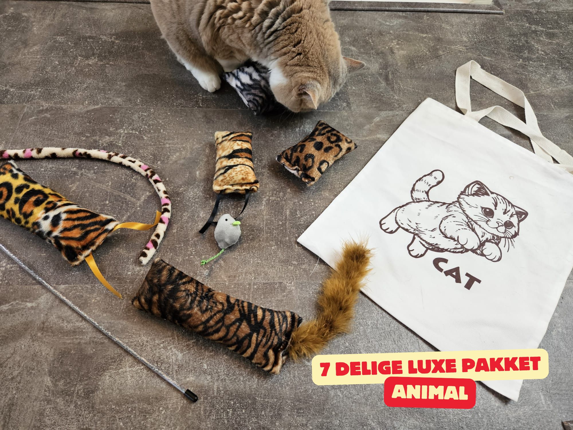 7 delige Cadeautas Wild Animals (vijf verschillende geuren, knisper, belletje, staart en lintjes)