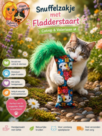 😻 Snuffelzakje met Fladderstaart – Vrolijke Kattenprint– Catnip én valeriaan Editie