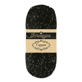 Scheepjes Catona Shine - 110 Jet Black - Gold