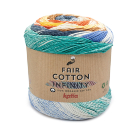 Katia Fair Cotton Infinity 104 - Groen blauw-Ultramarijn blauw-Bruin-Geel