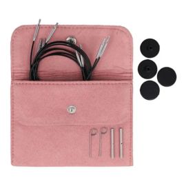 KnitPro Swivel 360° verwisselbare kabel set 60-100cm roze